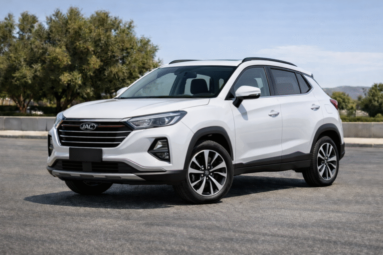 White JAC JS4 in natural setting