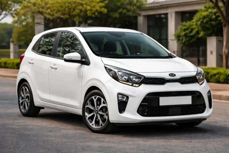 White Kia Picanto parked on street